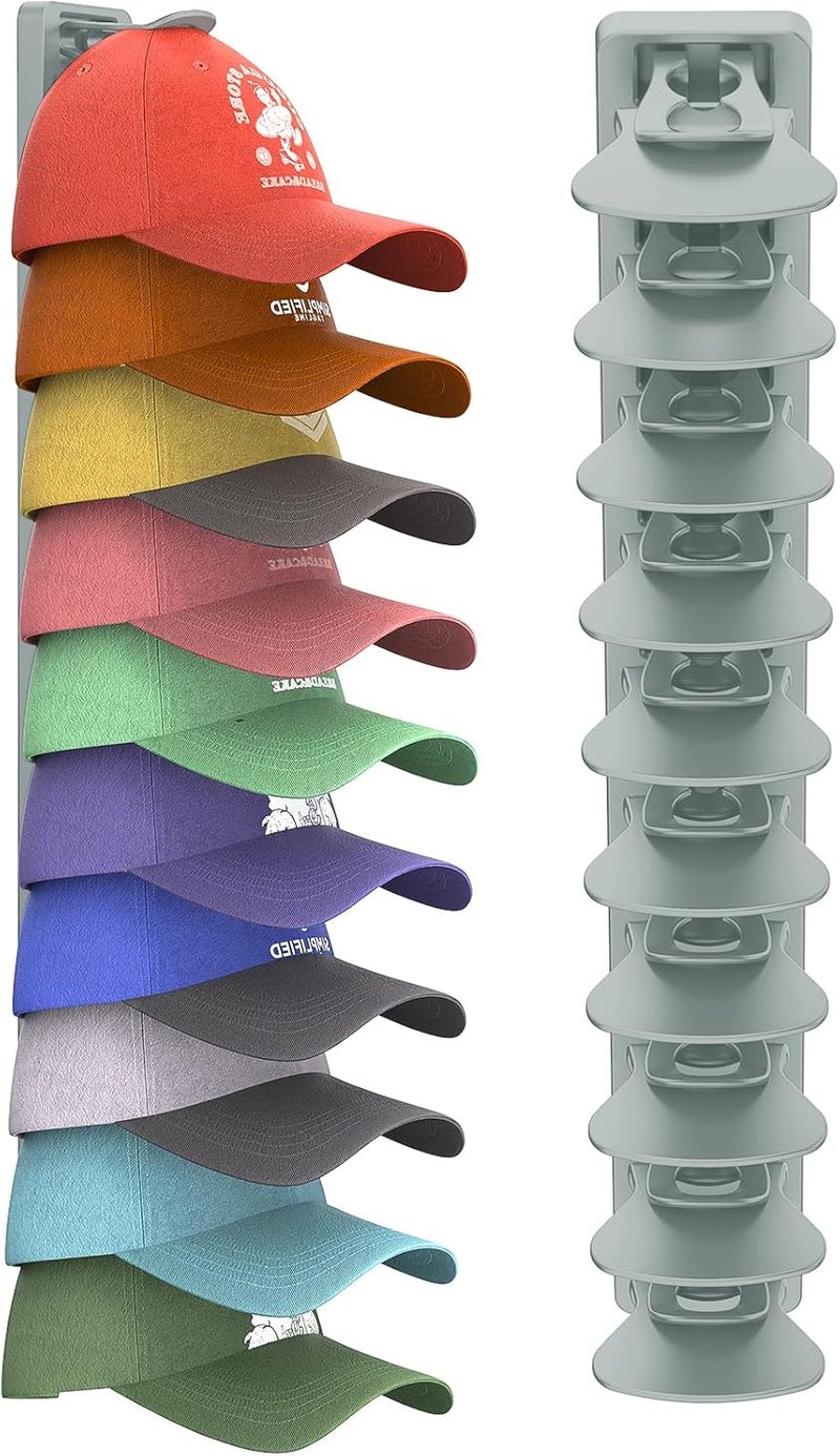 HeQe Hat Organizer for Baseball Caps, 1 Pack Hat Rack for Wall, Strong Adhesive Hat Storage Display Holder(Gray) - Image 1